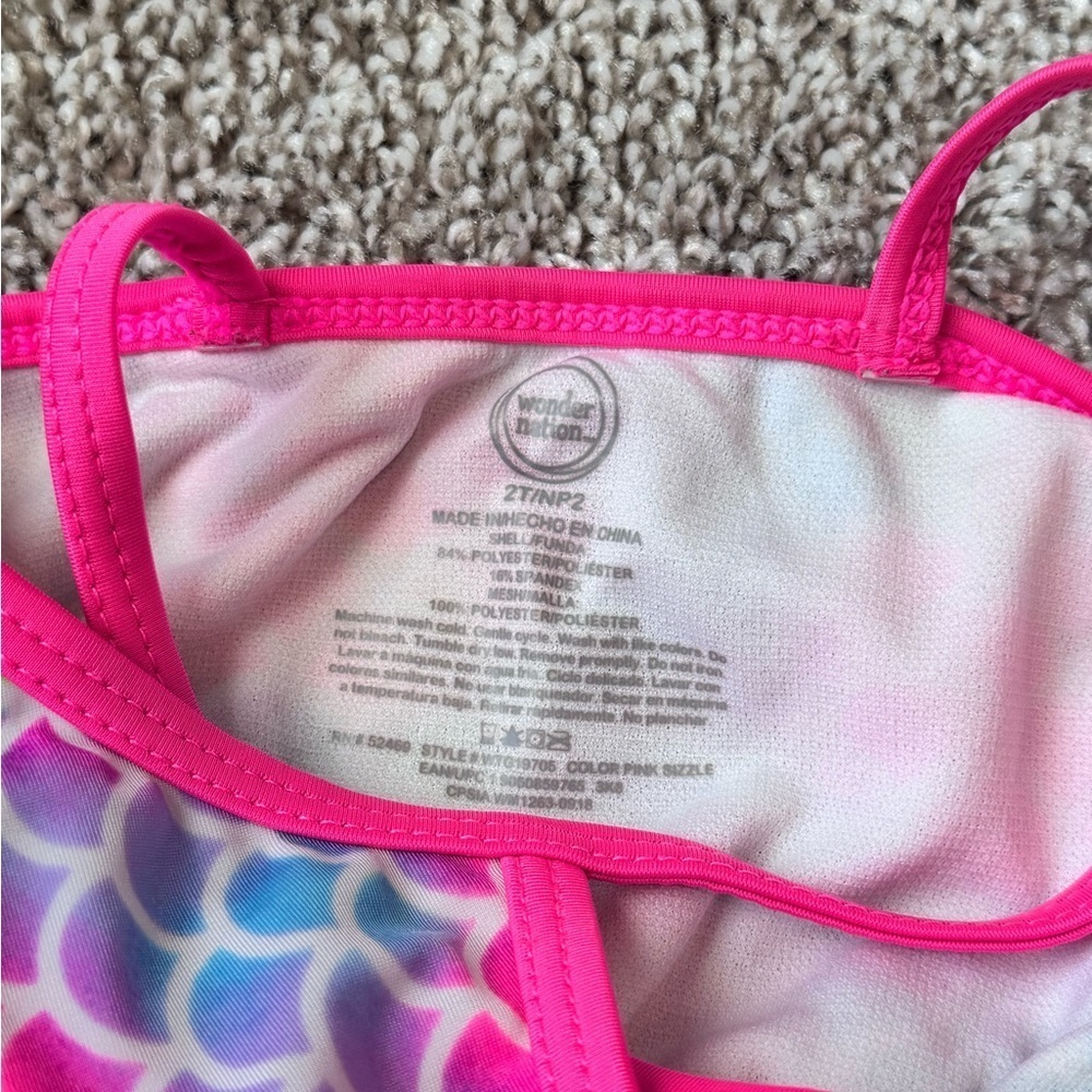 Wonder Nation Toddler Girl Mermaid Tutu Swimsuit β Rainbow Scales β Size 2T - Picture 5 of 5